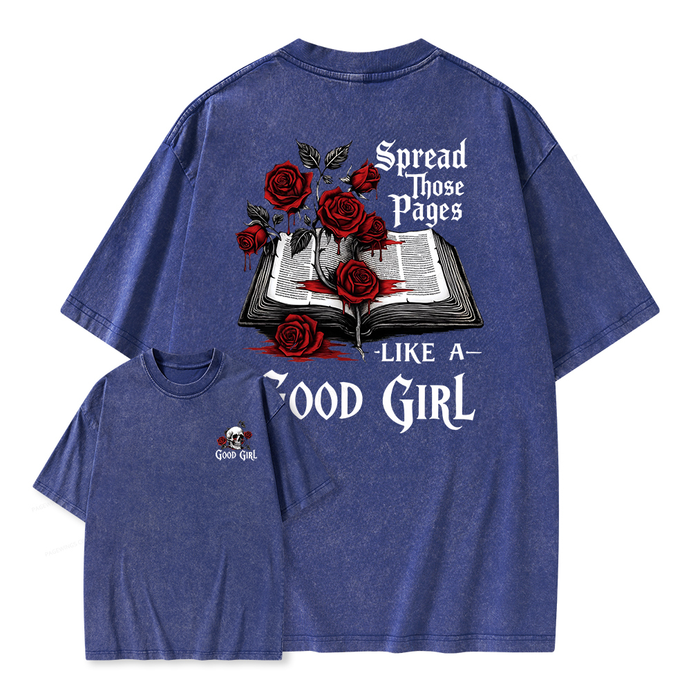 Pagewings Spread Those Pages Like a Good Girl Unisex Washed T-shirt