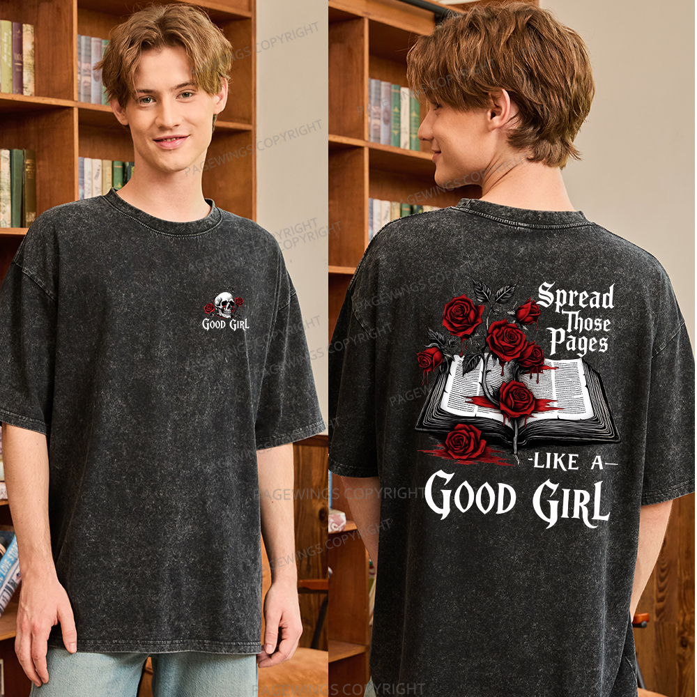 Pagewings Spread Those Pages Like a Good Girl Unisex Washed T-shirt
