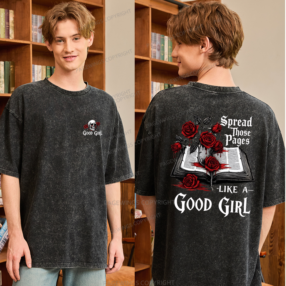 Pagewings Spread Those Pages Like a Good Girl Unisex Washed T-shirt