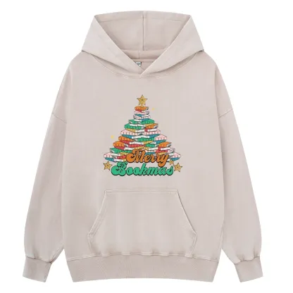 Pagewings Christmas Merry Bookmas Unisex Washed Hoodie