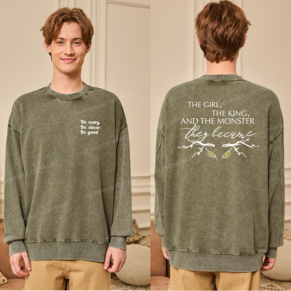 Pagewings Be Wary Be Clever Be Good Unisex Washed Sweatshirt
