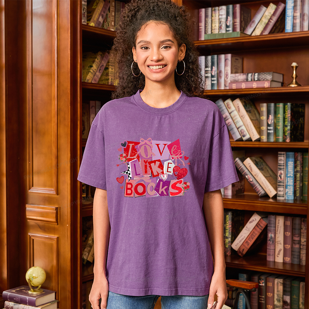 Pagewings Love Like Books Unisex Washed T-shirt