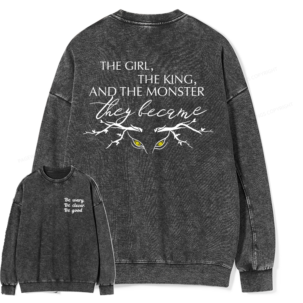 Pagewings Be Wary Be Clever Be Good Unisex Washed Sweatshirt