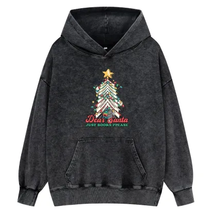 Pagewings Christmas Dear Santa Just Books Please Unisex Washed Hoodie