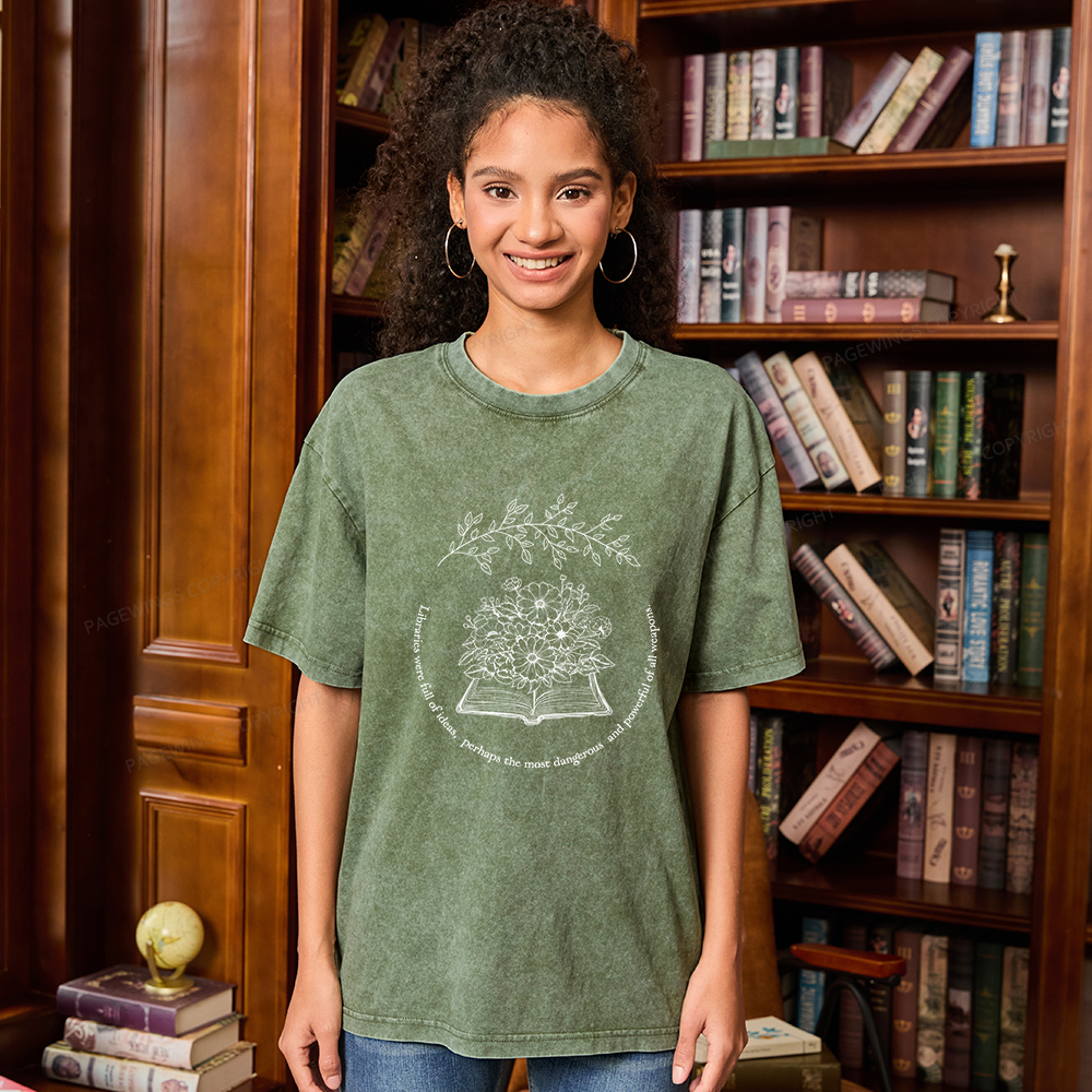 Pagewings Libraries Were Full Of Ideas Unisex Washed T-shirt
