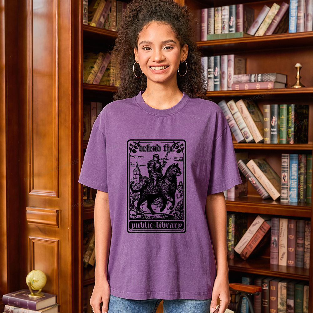 Pagewings Defend Your Local Public Library Unisex Washed T-shirt