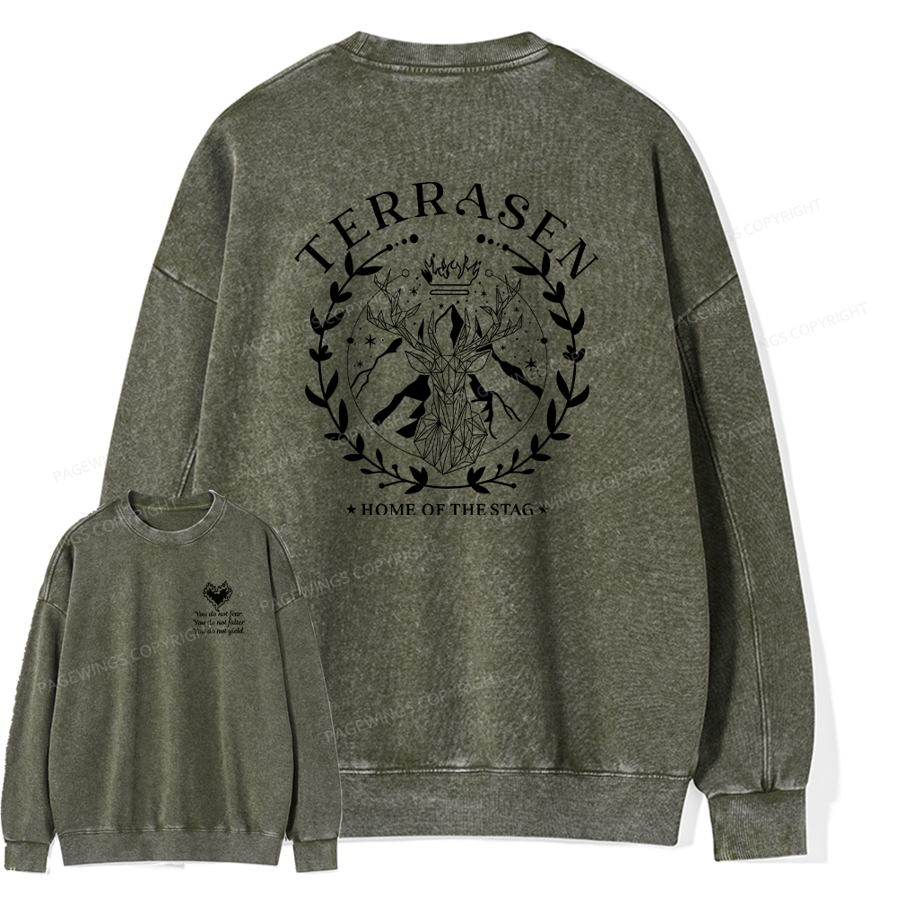 Pagewings Fireheart Embroidery Unisex Washed Sweatshirt