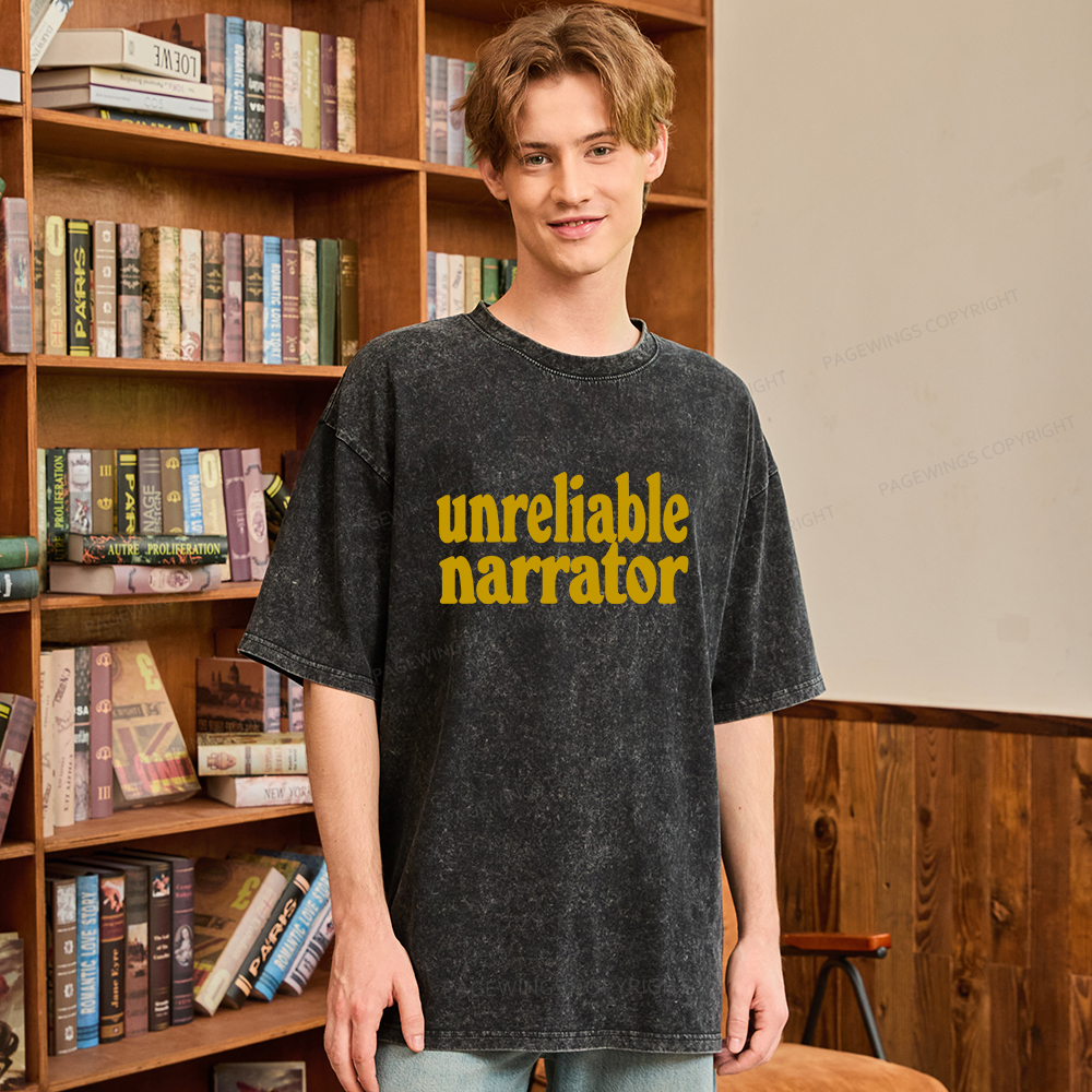 Pagewings Unreliable Narrator Unisex Washed T-shirt