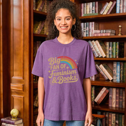 Pagewings Big Fan Of Feminism & Books Unisex Washed T-shirt