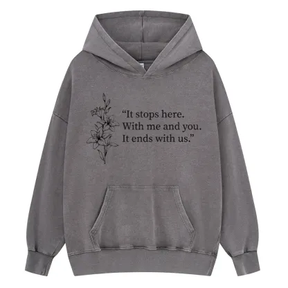Pagewings It Ends With Us Unisex Washed Hoodie