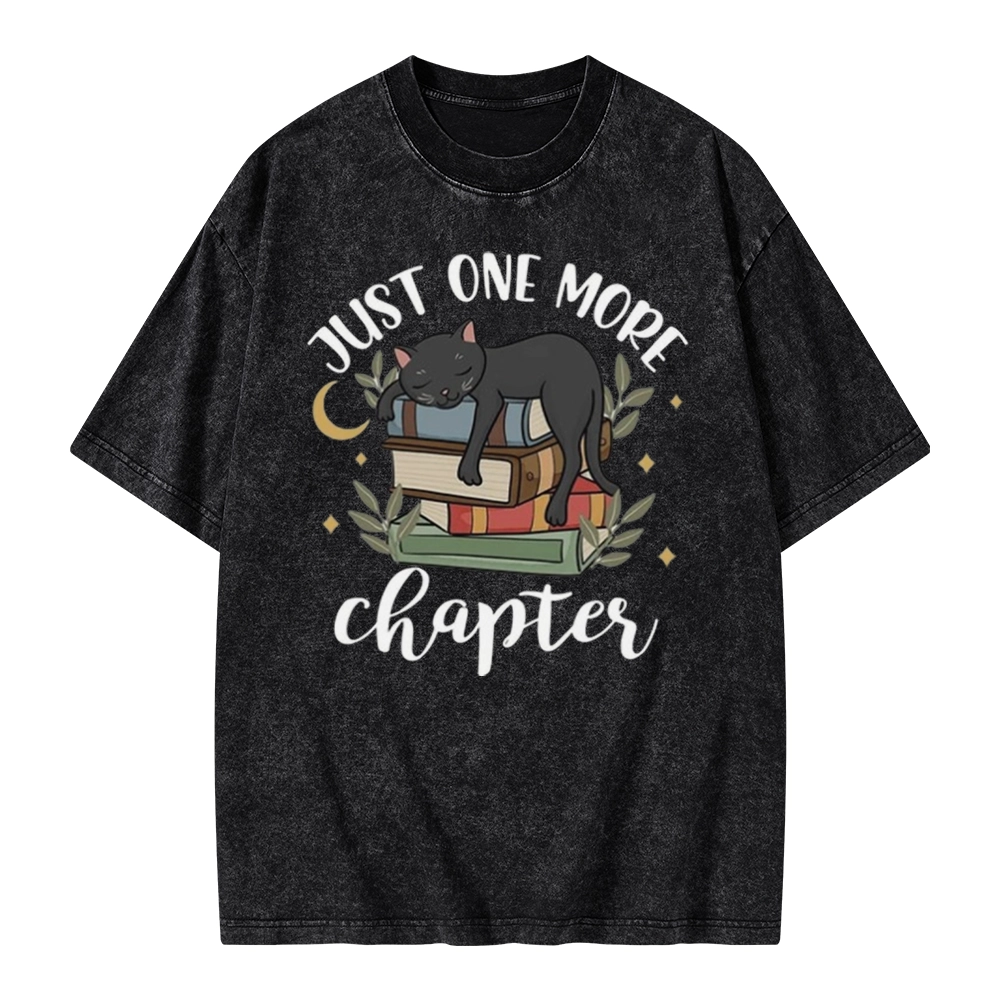 Pagewings Just One More Chapter Adorable Cat Unisex Washed T-shirt