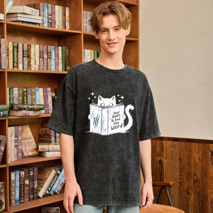 Pagewings Read Books Be Kind Stay Weird Unisex Washed T-shirt