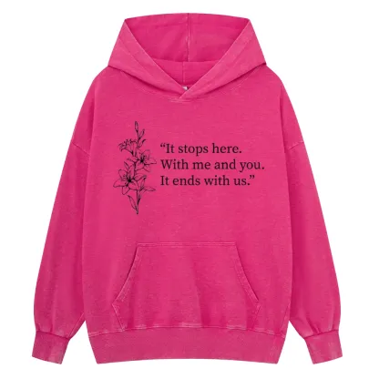 Pagewings It Ends With Us Unisex Washed Hoodie