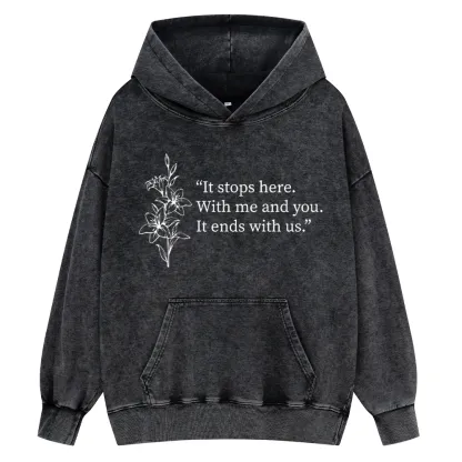 Pagewings It Ends With Us Unisex Washed Hoodie