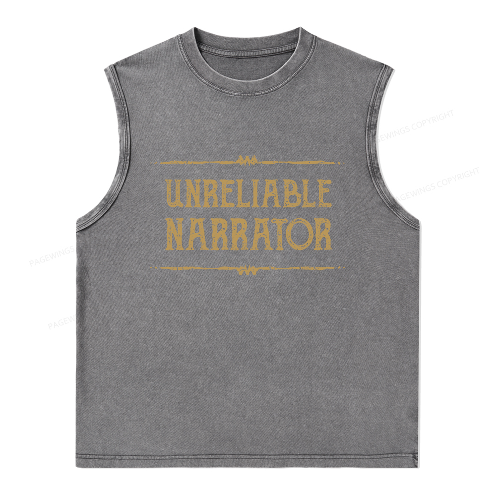 Pagewings Unreliable Narrator Unisex Washed Tank Top