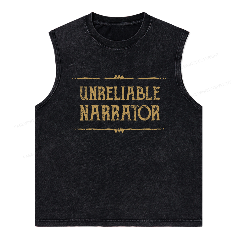 Pagewings Unreliable Narrator Unisex Washed Tank Top