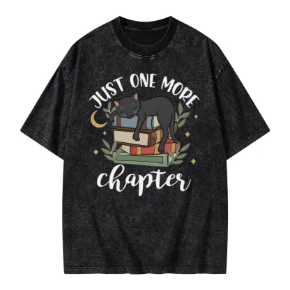 Pagewings Just One More Chapter Adorable Cat Unisex Washed T-shirt