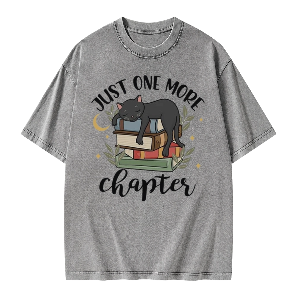 Pagewings Just One More Chapter Adorable Cat Unisex Washed T-shirt