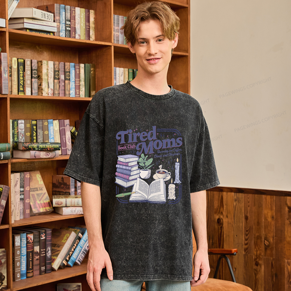 Pagewings Tired Moms Book Club Unisex Washed T-shirt