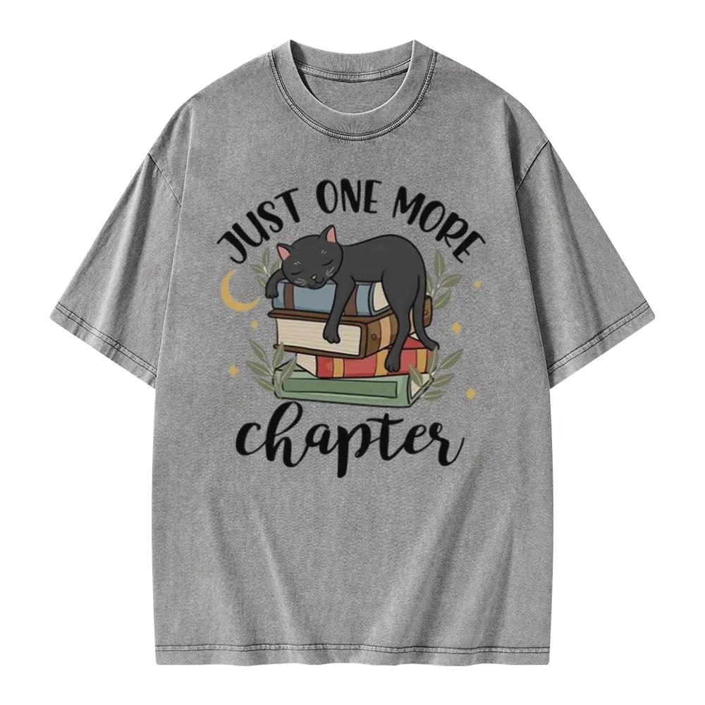 Pagewings Just One More Chapter Adorable Cat Unisex Washed T-shirt