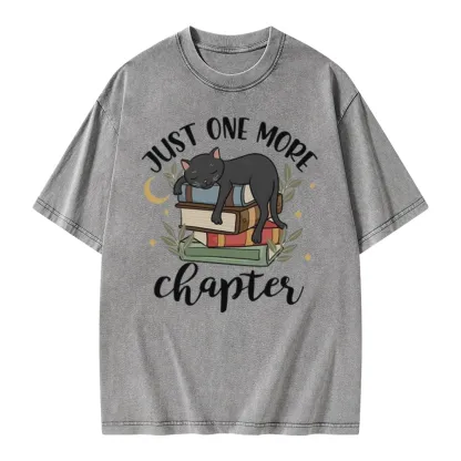 Pagewings Just One More Chapter Adorable Cat Unisex Washed T-shirt