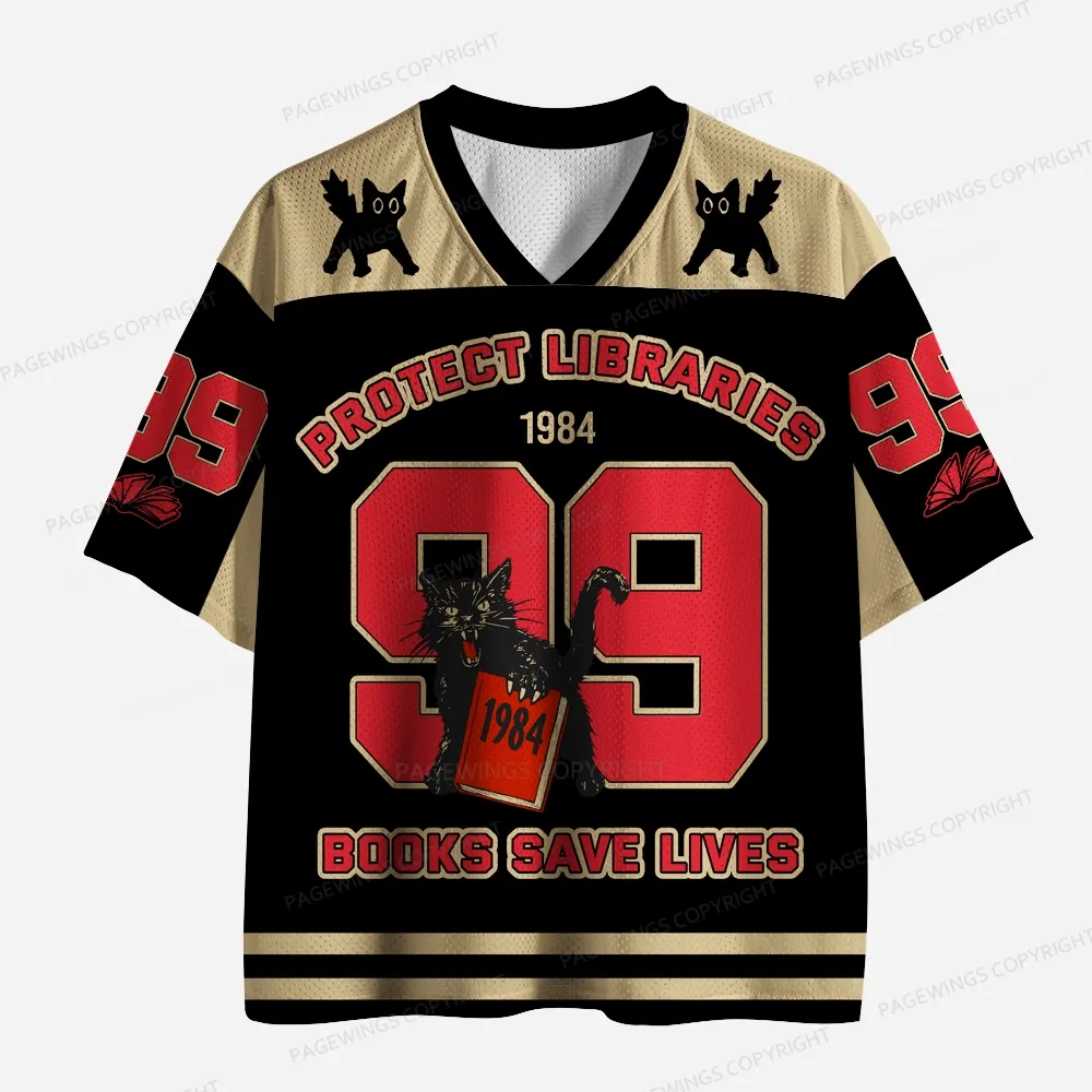 Pagewings Protect Libraries Books Save Lives Unisex Mesh Jersey