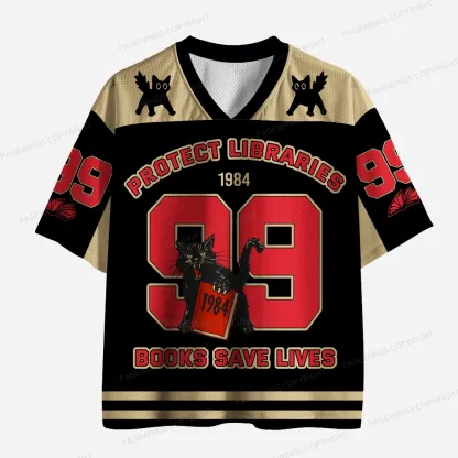 Pagewings Protect Libraries Books Save Lives Unisex Mesh Jersey