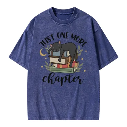 Pagewings Just One More Chapter Adorable Cat Unisex Washed T-shirt