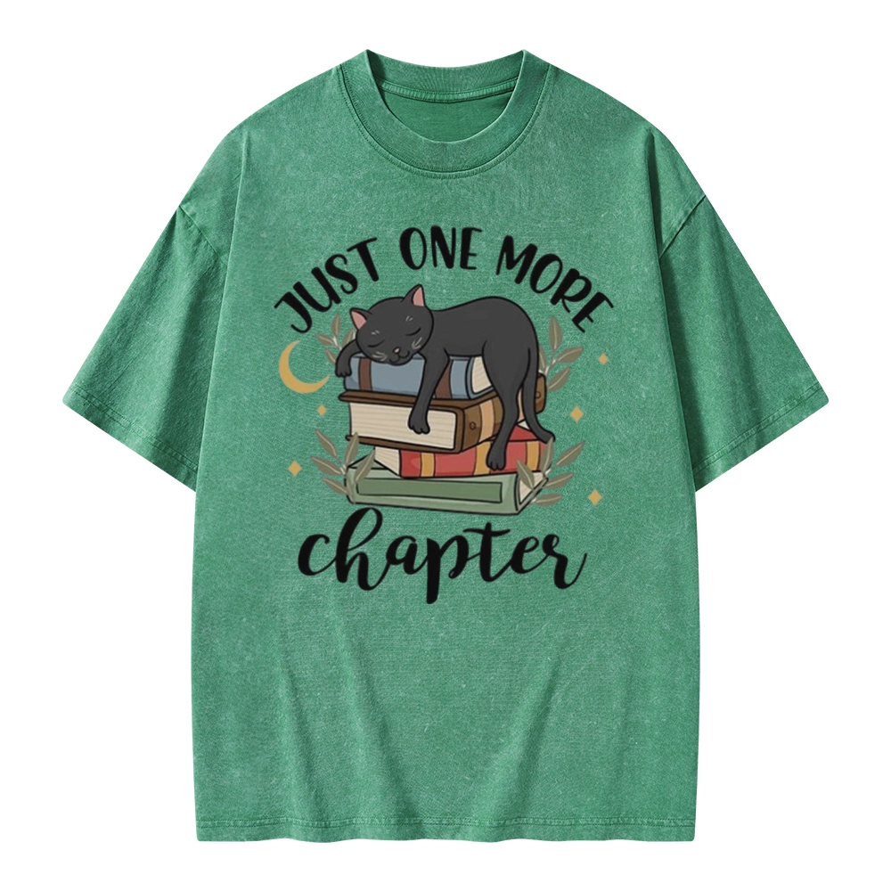 Pagewings Just One More Chapter Adorable Cat Unisex Washed T-shirt