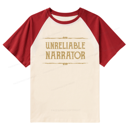 Pagewings Unreliable Narrator Raglan T-shirt