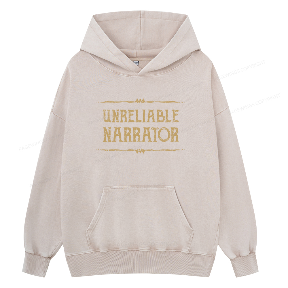 Pagewings Unreliable Narrator Unisex Washed Hoodie