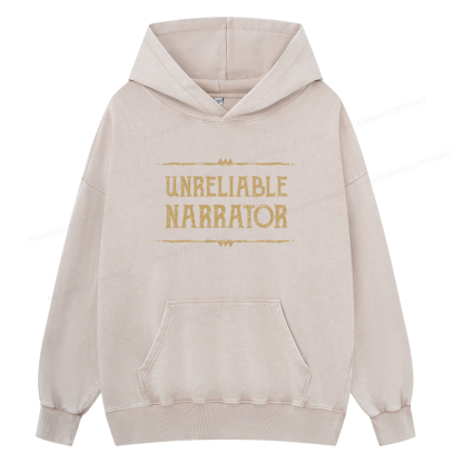 Pagewings Unreliable Narrator Unisex Washed Hoodie
