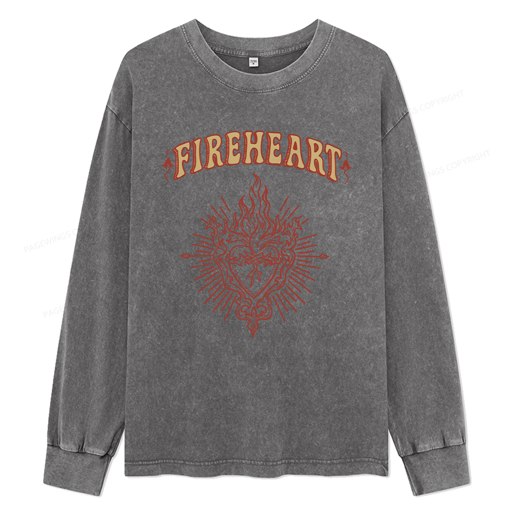 Pagewings Fireheart Unisex Washed Long Sleeve T-shirt