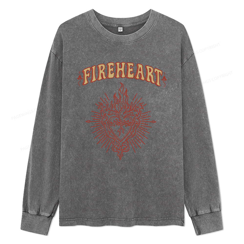 Pagewings Fireheart Unisex Washed Long Sleeve T-shirt
