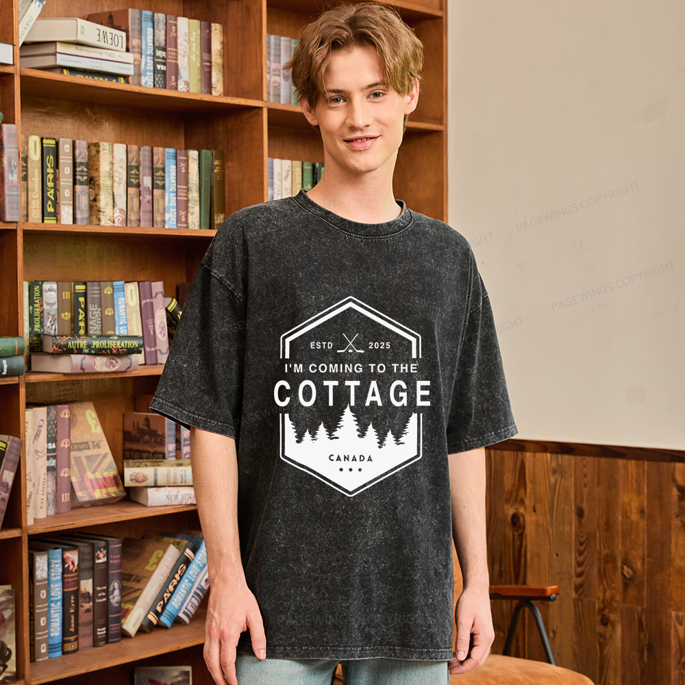 Pagewings Coming To The Cottage Unisex Washed T-shirt