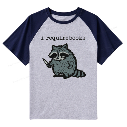 Pagewings I Require Books Raglan T-shirt