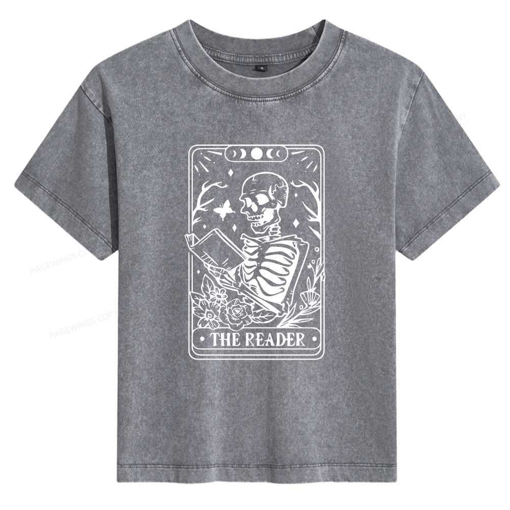 Pagewings Halloween The Reader Tarot Card Women's Washed T-shirt