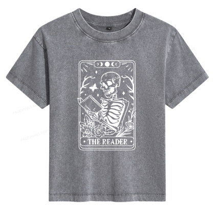 Pagewings Halloween The Reader Tarot Card Women's Washed T-shirt