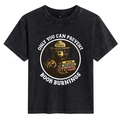 Pagewings Only You Can Prevent Book Burnings Women's Washed T-shirt