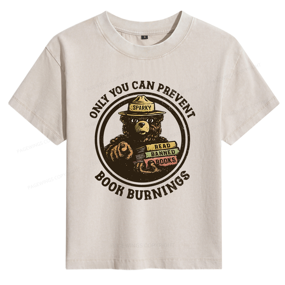 Pagewings Only You Can Prevent Book Burnings Women's Washed T-shirt
