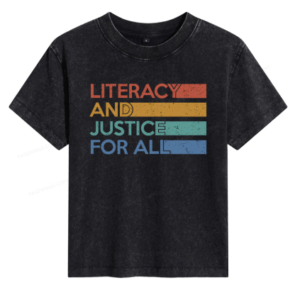 Pagewings Literacy and Justice For All Women's Washed T-shirt