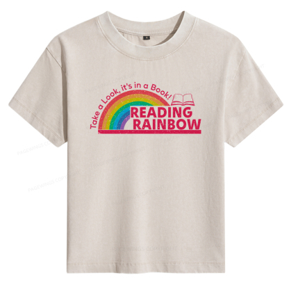 Pagewings Reading With Rainbow Women's Washed T-shirt