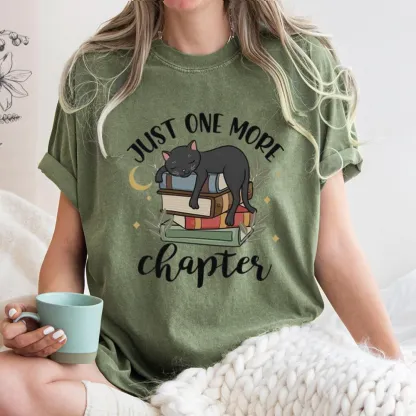 Pagewings Just One More Chapter Adorable Cat Unisex Washed T-shirt