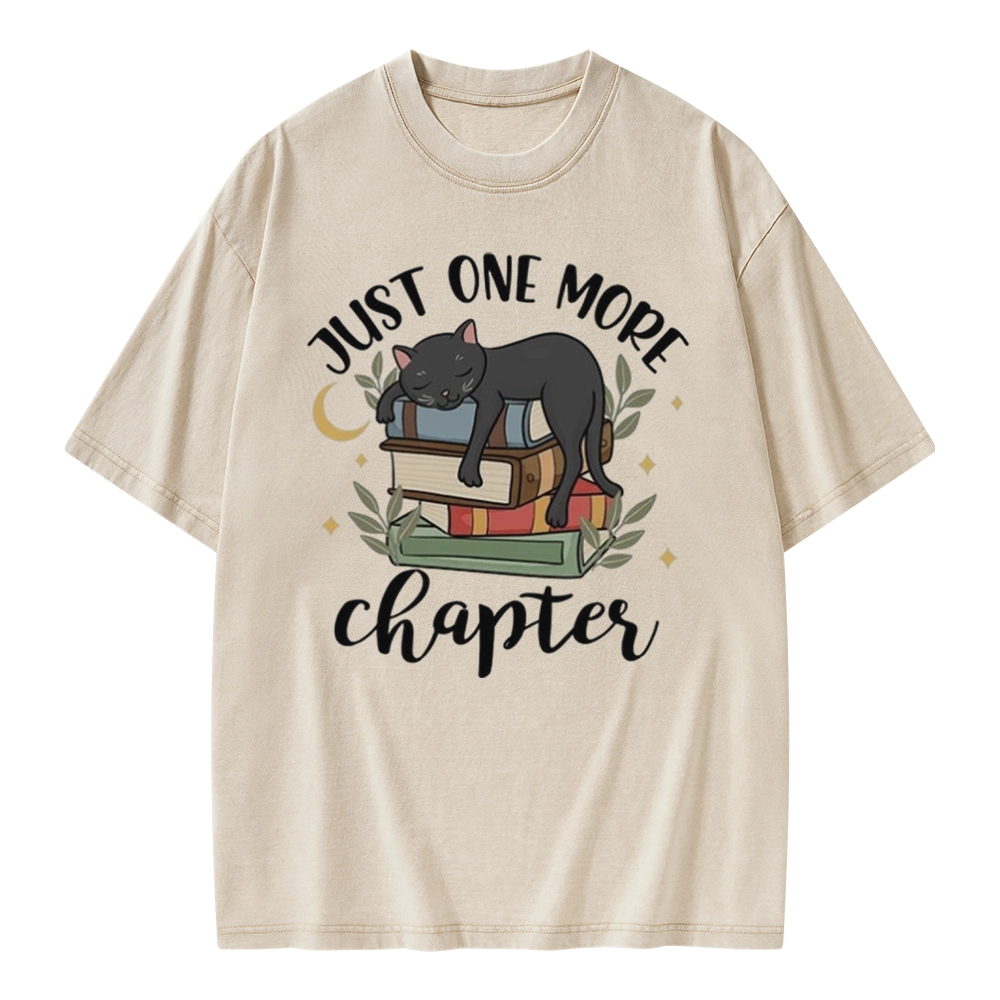 Pagewings Just One More Chapter Adorable Cat Unisex Washed T-shirt