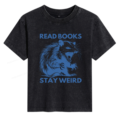 Pagewings Read Books Stay Weird Women's Washed T-shirt