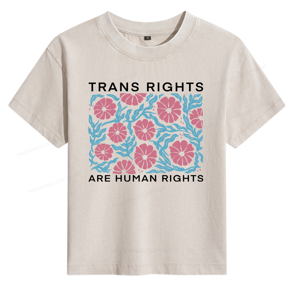 Pagewings Trans Rights Are Human Rights Women's Washed T-shirt