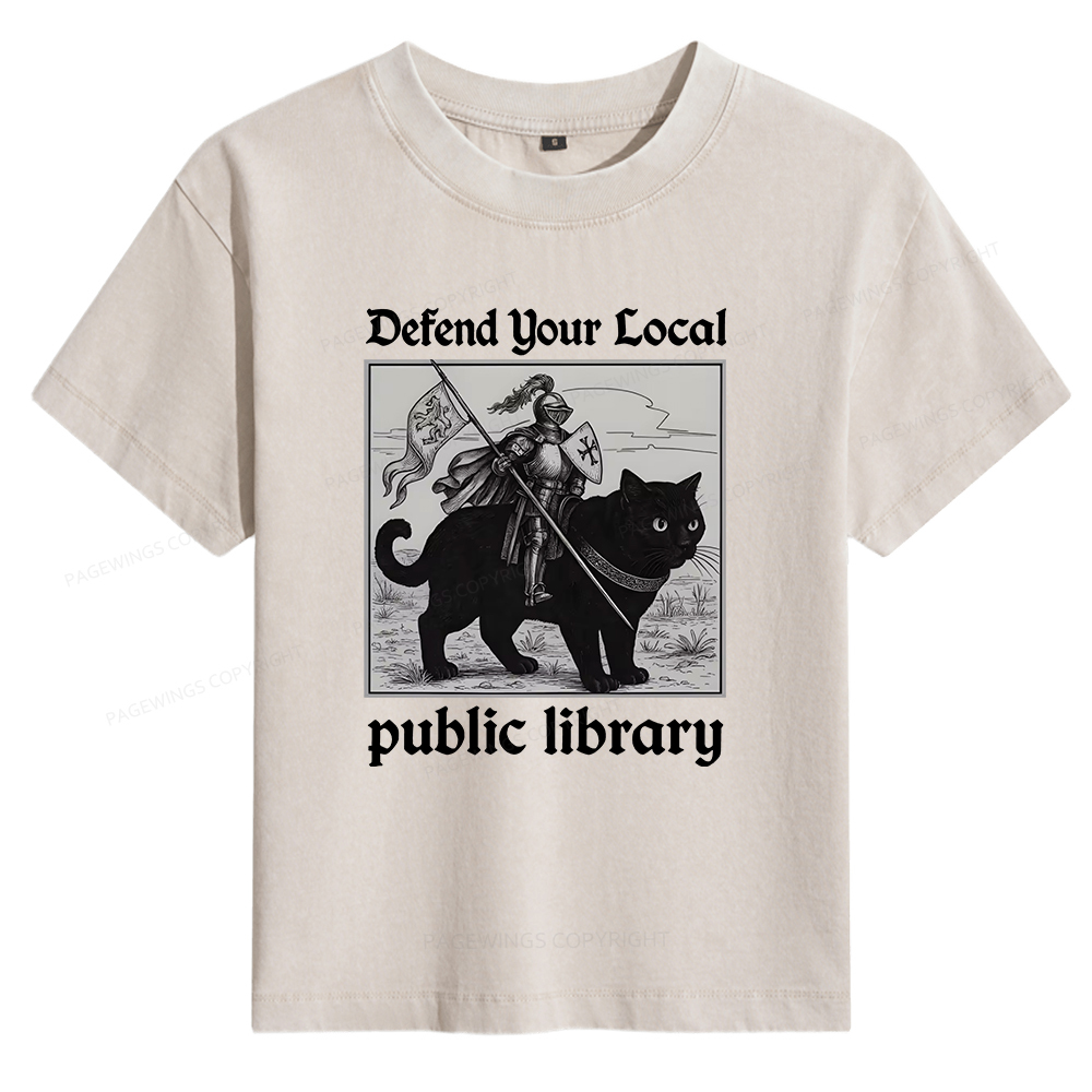Pagewings Defend Your Local Public Library Women's Washed T-shirt