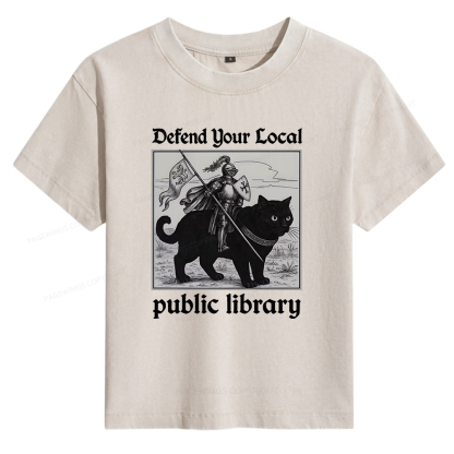 Pagewings Defend Your Local Public Library Women's Washed T-shirt