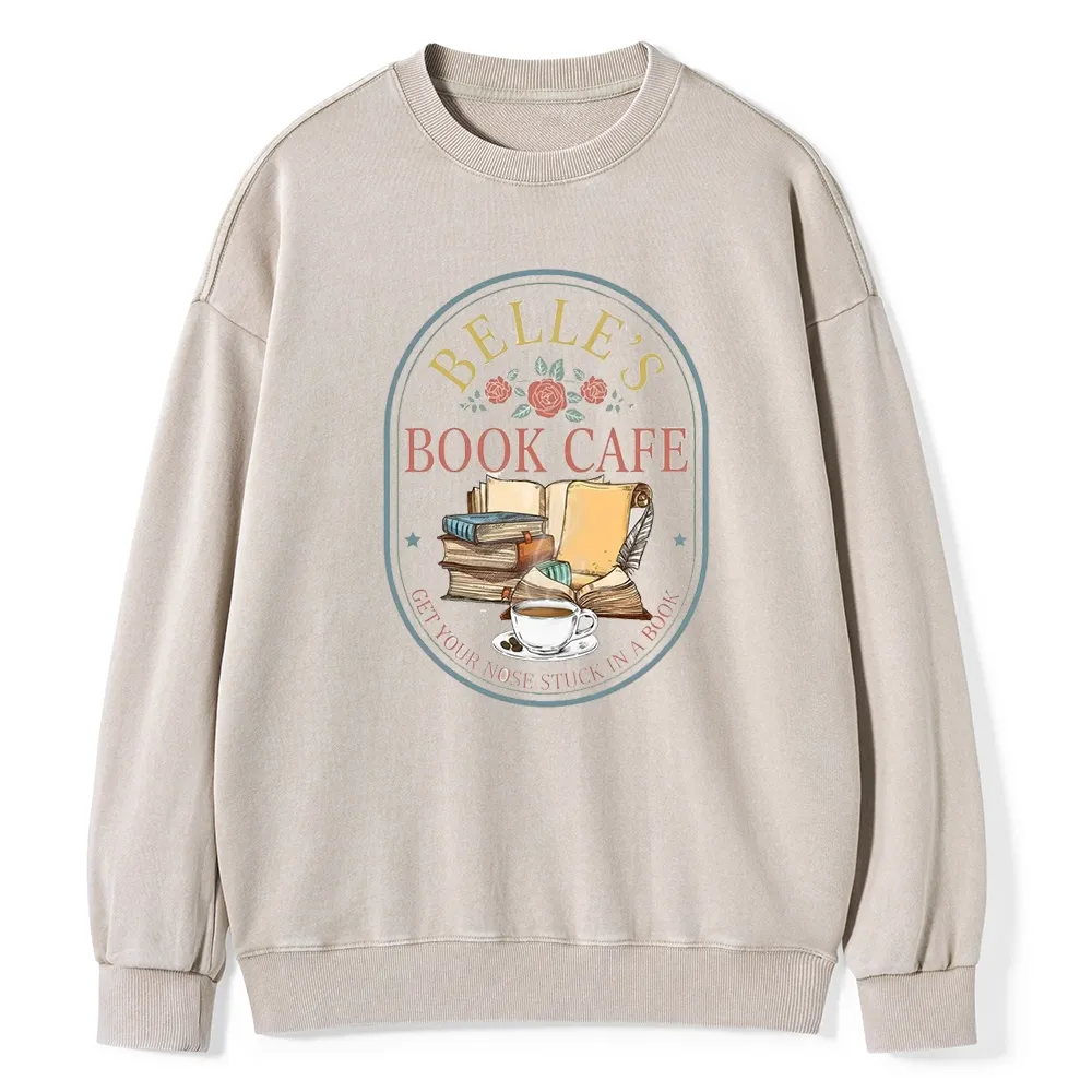 Pagewings Belles Book Cafe Unisex Washed Sweatshirt