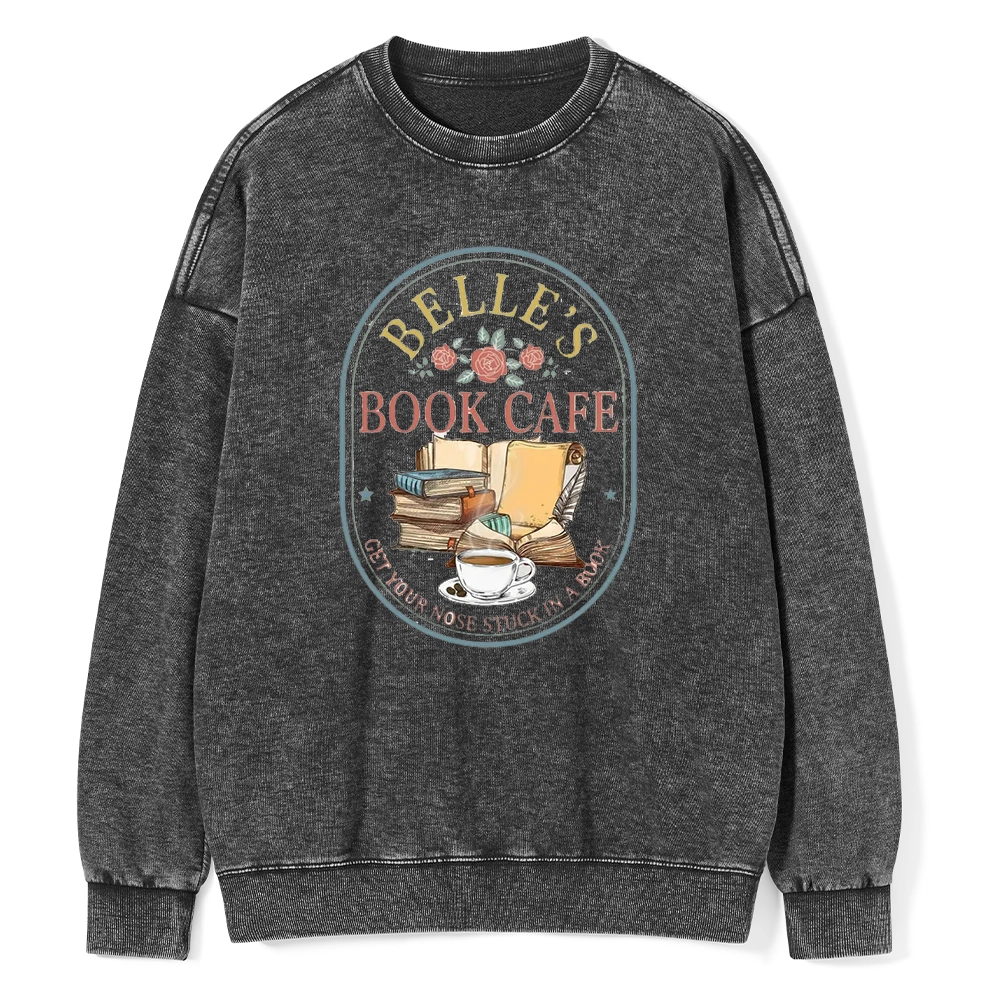 Pagewings Belles Book Cafe Unisex Washed Sweatshirt